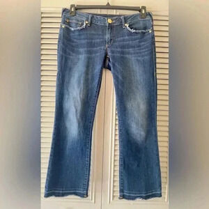 True Religion Women’s Karlie Low Rise Bell Bottom Med Wash Ankle Cut Jeans SZ 28